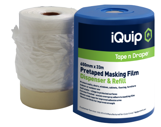 Picture of iQuip Pretaped Masking Film & Disp. 650mm X 33M