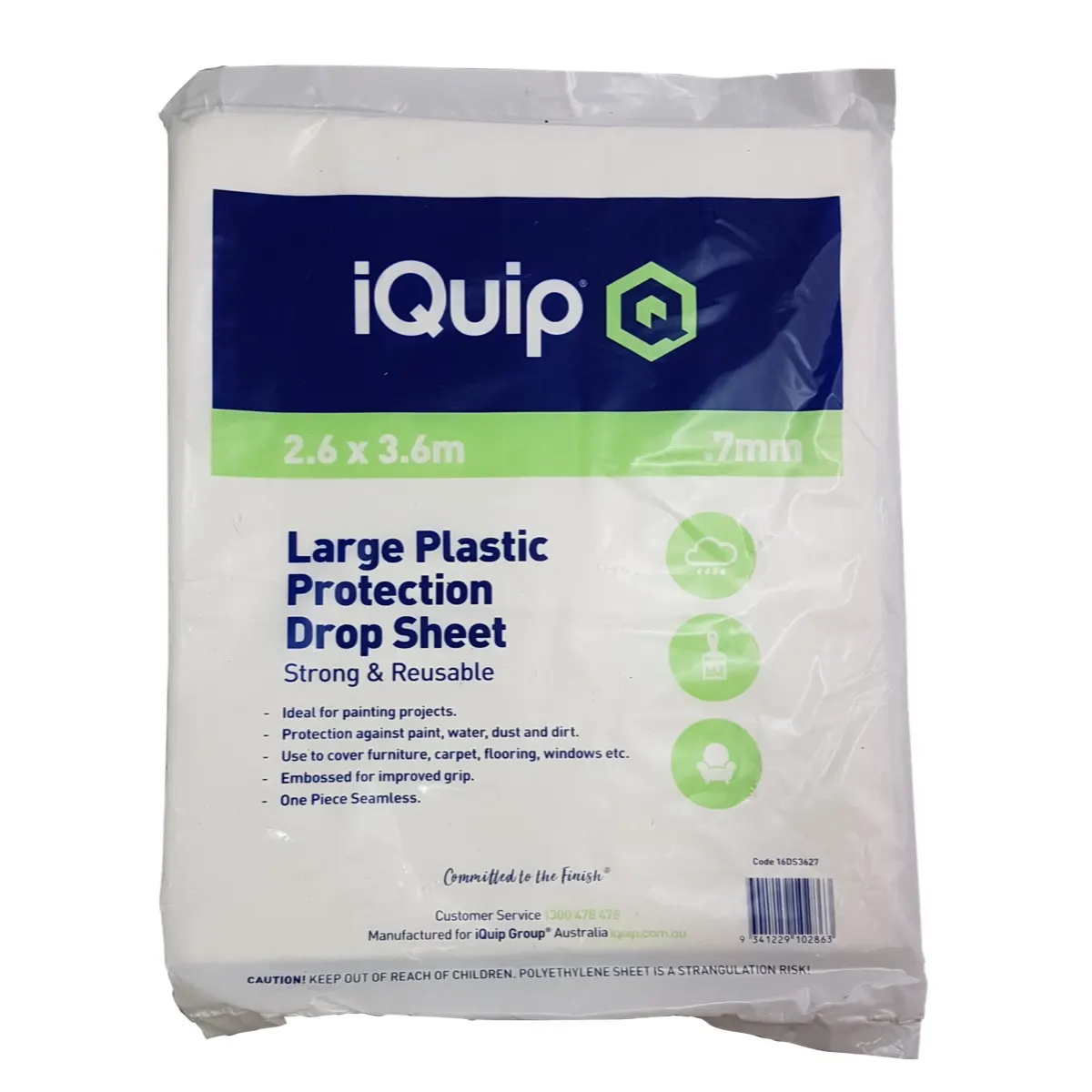 iQuip Plastic Drop Sheet Transparent 3.6X2.6M iQuip Plastic Drop Sheet Transparent 3.6X2.6M