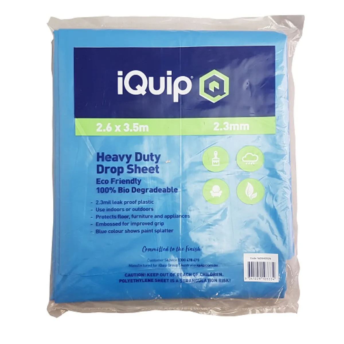 iQuip Plastic Heavy Duty Drop Sheet Blue 3.6X2.6M iQuip Plastic Heavy Duty Drop Sheet Blue 3.6X2.6M